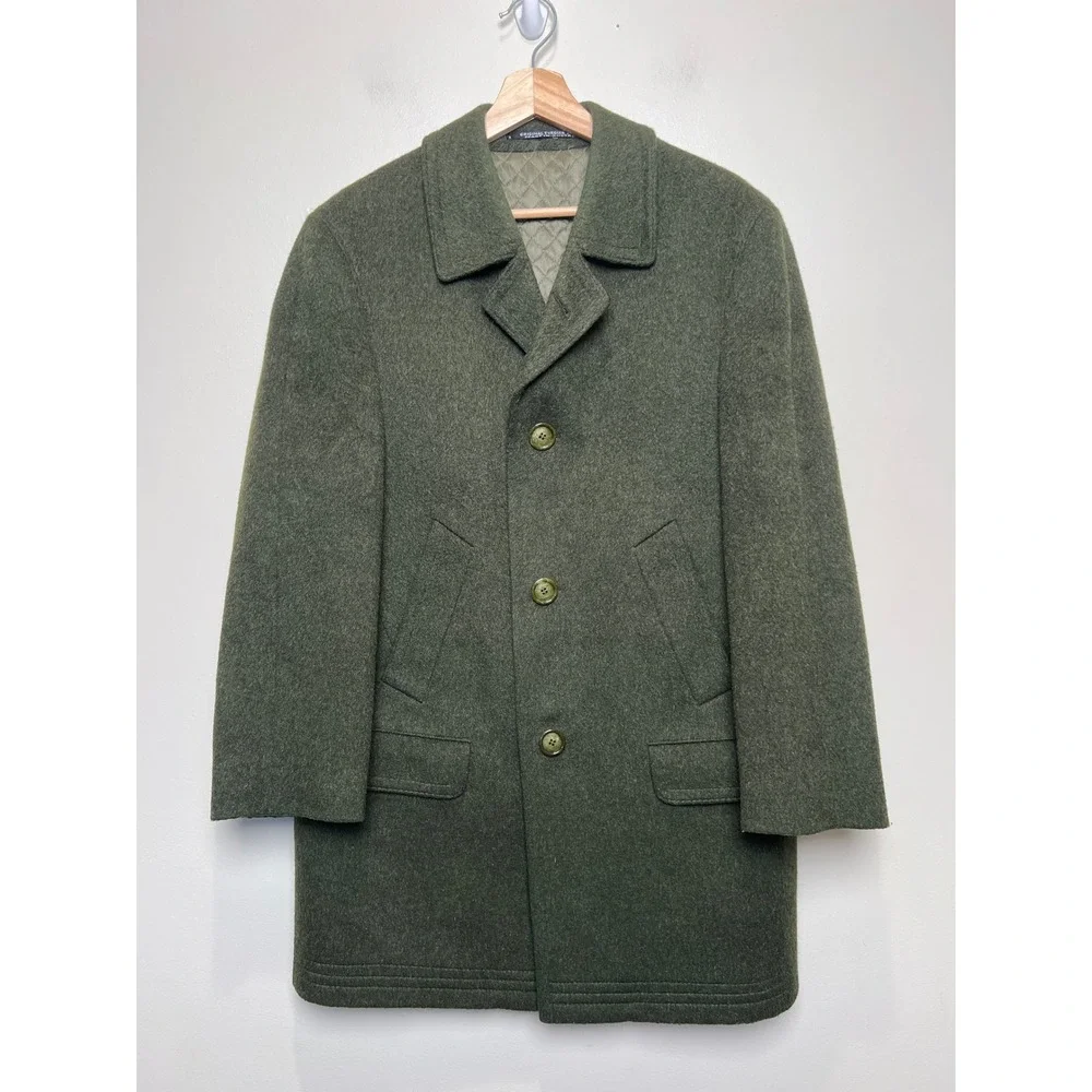 Steinbock Original Himalaya Loden Green Wool Coat Mens 44 Made in Austria Tyrol